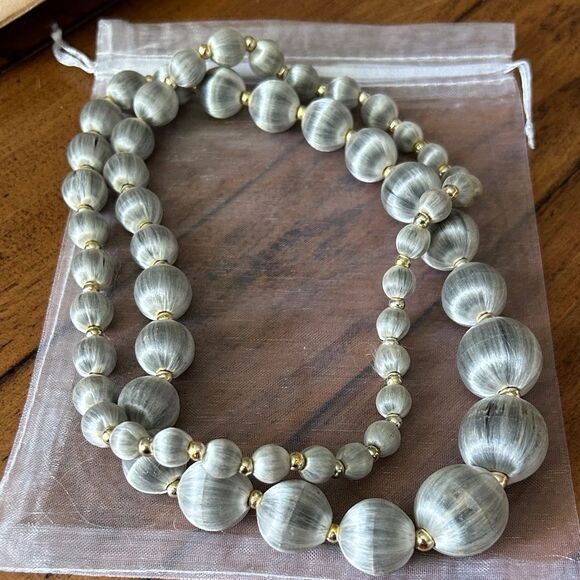 Vintage Silver Silk Beaded Necklace - Picture 2 of 3